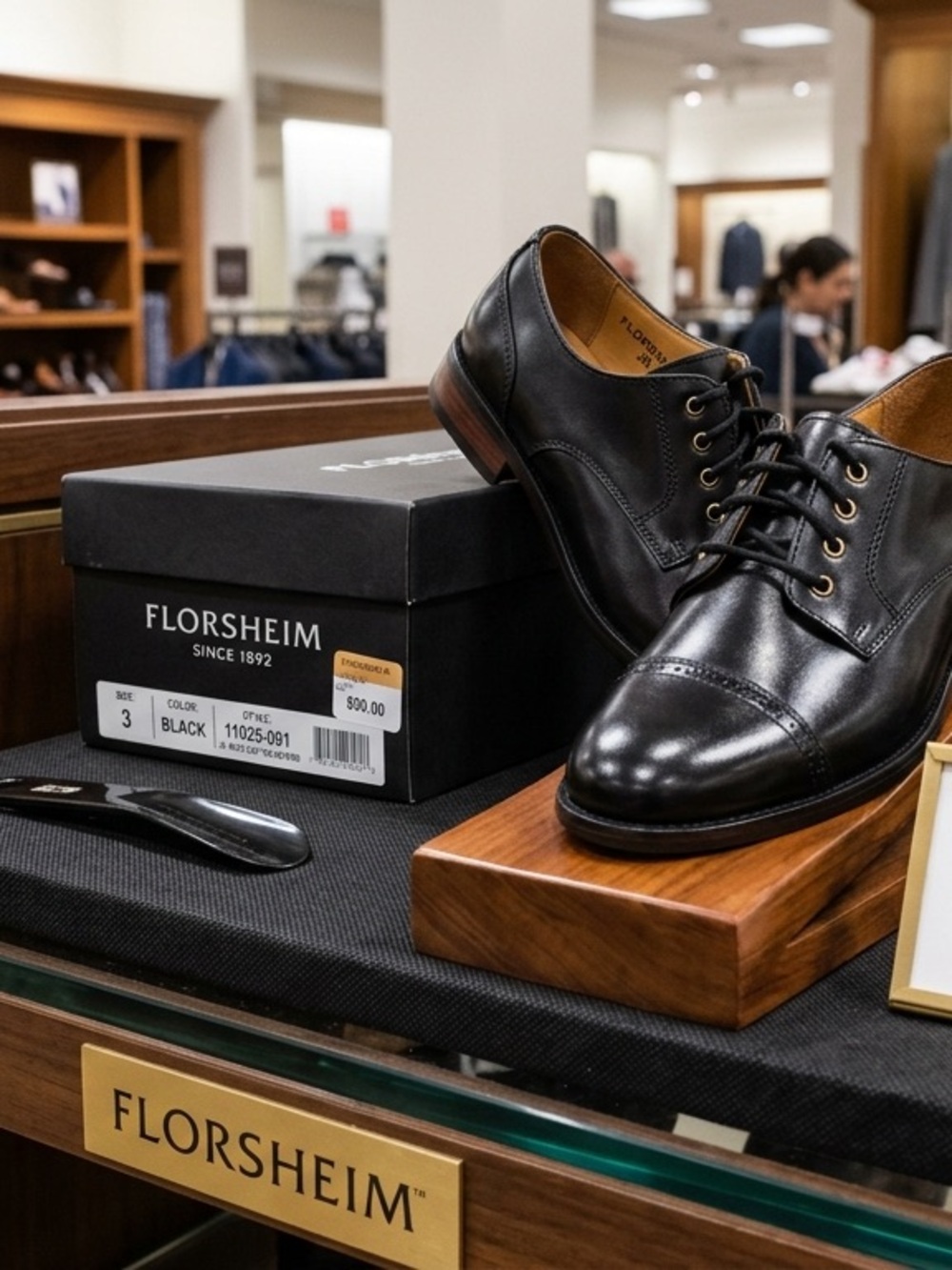 PRISTINE Florsheim Reveal Jr. Boys Cap Toe Oxford Dress Shoes - Black - Size 3